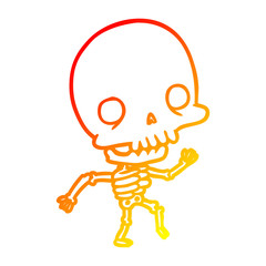 warm gradient line drawing cute dancing skeleton