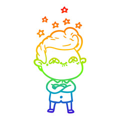 Obraz premium rainbow gradient line drawing cartoon excited man