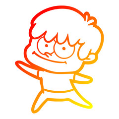 warm gradient line drawing happy cartoon man