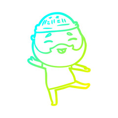 cold gradient line drawing cartoon happy bearded man