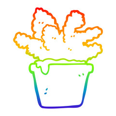 rainbow gradient line drawing cartoon house plant