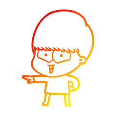 warm gradient line drawing cartoon happy boy