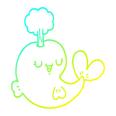 cold gradient line drawing cartoon whale