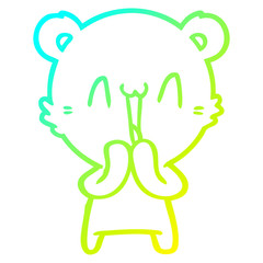 cold gradient line drawing happy bear cartoon