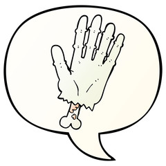 cartoon zombie hand and speech bubble in smooth gradient style