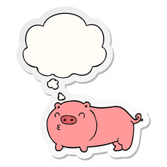 cartoon pig and thought bubble as a printed sticker