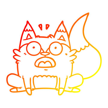 recommend clip art: warm gradient line drawing cartoon startled fox