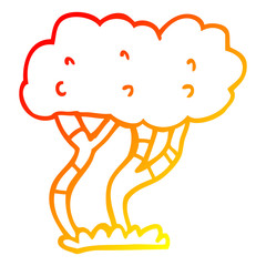 warm gradient line drawing cartoon tree