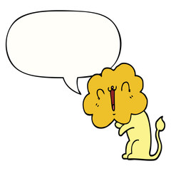 cute cartoon lion and speech bubble