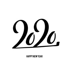 Happy New Year 2020 card with hand drawn lettering.