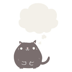 cartoon cat and thought bubble in retro style