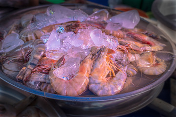 ice cover fresh prawn for sale in fresh market