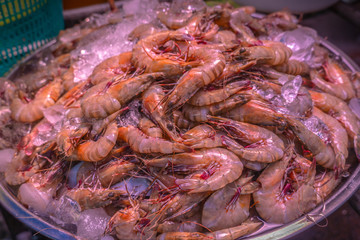 ice cover fresh prawn for sale in fresh market