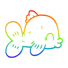rainbow gradient line drawing funny cartoon fish