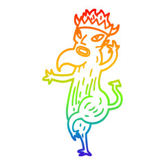 rainbow gradient line drawing cartoon devil