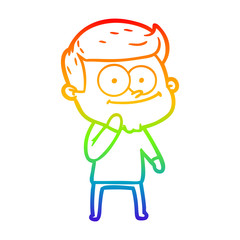 rainbow gradient line drawing cartoon happy man
