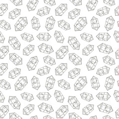 Crystal sketch seamless pattern. Hand drawn vector illustration