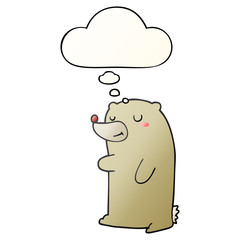 cute cartoon bear and thought bubble in smooth gradient style