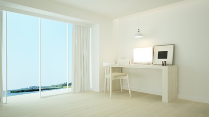 The interior minimal relax space 3d rendering and nature view background	