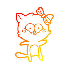 warm gradient line drawing cartoon cat