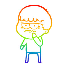 rainbow gradient line drawing cartoon annoyed man