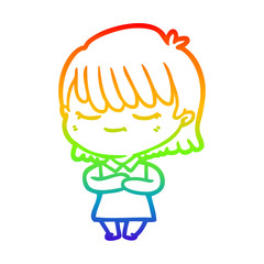 rainbow gradient line drawing cartoon woman