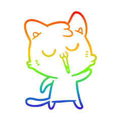 rainbow gradient line drawing cartoon cat singing