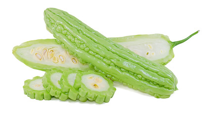 Group of Bitter Melon cut out on white background