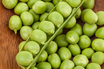 fresh pea pods isolated on white background.