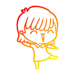warm gradient line drawing cartoon woman