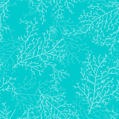 Beautiful corals on turquoise Background, seamless pattern with coral, great for underwater themes, summer textile, fashion, fabric, repeat texture, freh colors, nautical, tropical