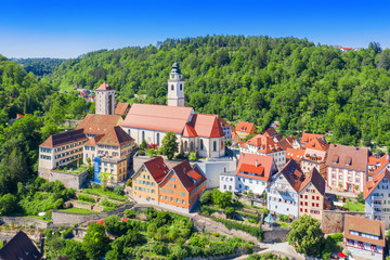 Fototapeta na wymiar aerial view of the church of Horb south Germany