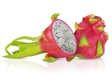 Pitaya fruit or dragon fruit on white background