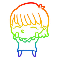 rainbow gradient line drawing cartoon woman