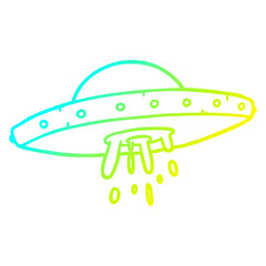 cold gradient line drawing flying UFO