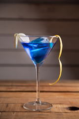 blue lagoon cocktail in glass