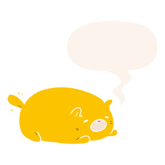 cute cartoon cat and speech bubble in retro style