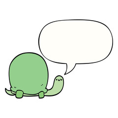 cute cartoon tortoise and speech bubble