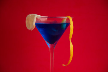 blue lagoon cocktail in glass