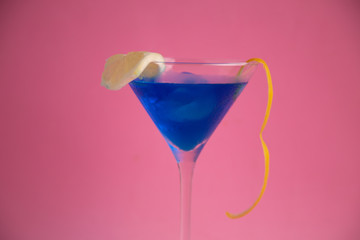 blue lagoon cocktail in glass