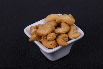 Cashew nuts heap in the bowl
