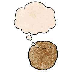 cartoon biscuit and thought bubble in grunge texture pattern style