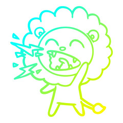 cold gradient line drawing cartoon roaring lion