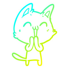 cold gradient line drawing happy cartoon cat