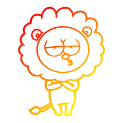 warm gradient line drawing cartoon tired lion
