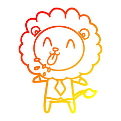 warm gradient line drawing happy cartoon lion