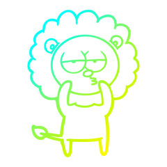 cold gradient line drawing cartoon bored lion