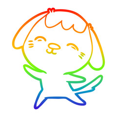 rainbow gradient line drawing happy cartoon dog