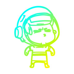 cold gradient line drawing cartoon stressed astronaut