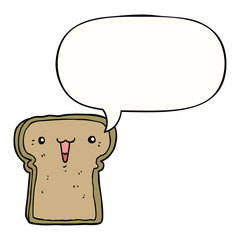 cute cartoon toast and speech bubble
